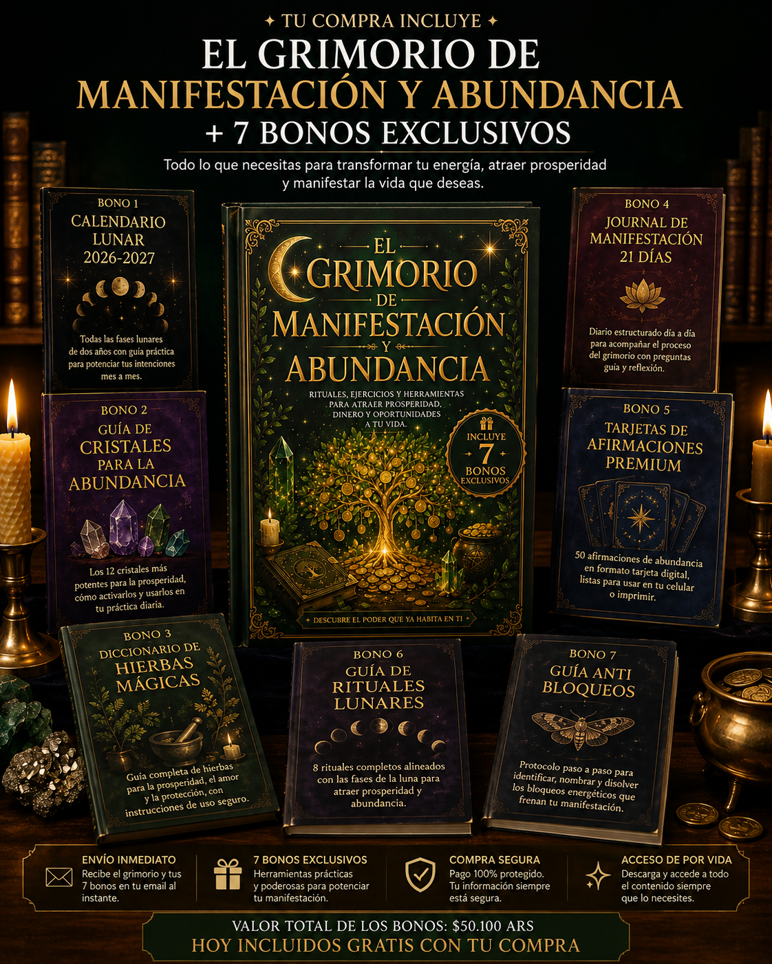 🕯️✨ GRIMORIO DE MANIFESTACION Y ABUNDANCIA + 7 BONOS DE REGALO