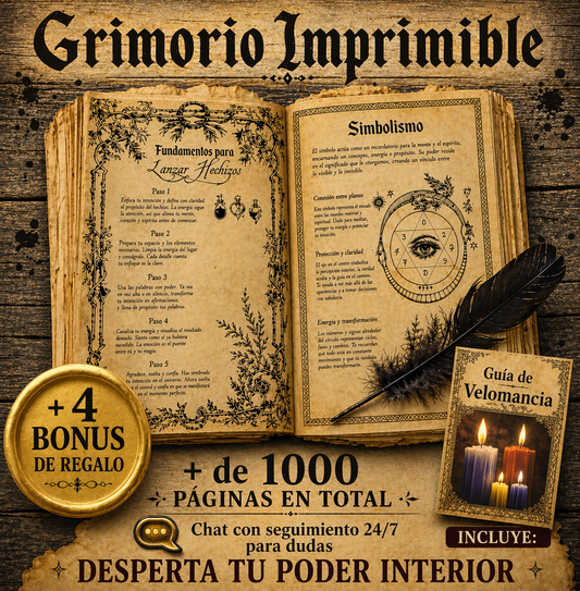 Libro de magia Imprimible 📜+ 4 Bonus de Regalo 🎁  (Incluye la magia de las velas 🕯️) | Despierta tu Magia Interior ✨